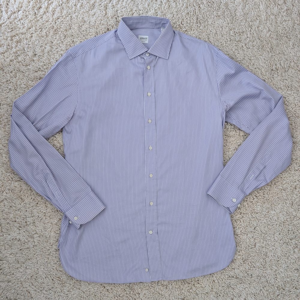 Armani Collezioni Blue Dress Shirt Classic Formal Style